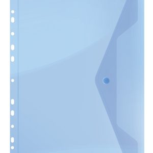 Folie protectie doc. A4, clapa laterala, inchidere cu capsa, 4/set, 200 microni, DONAU -albastru tra