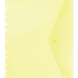 Folie protectie doc. A4, clapa laterala, inchidere cu capsa, 4/set, 200 microni, DONAU - galben tran