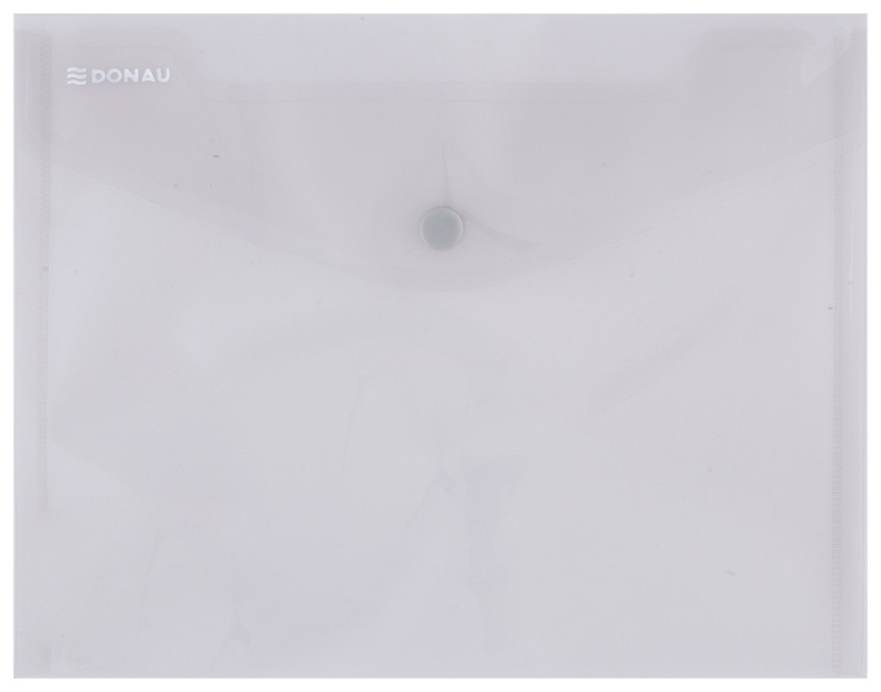 Mapa PP protectie documente A5 landscape, inchidere cu capsa, 10/set, DONAU - fumuriu