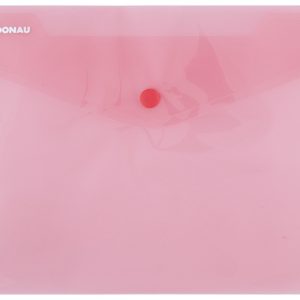 Mapa PP protectie documente A5 landscape, inchidere cu capsa, 10/set, DONAU - rosu transparent