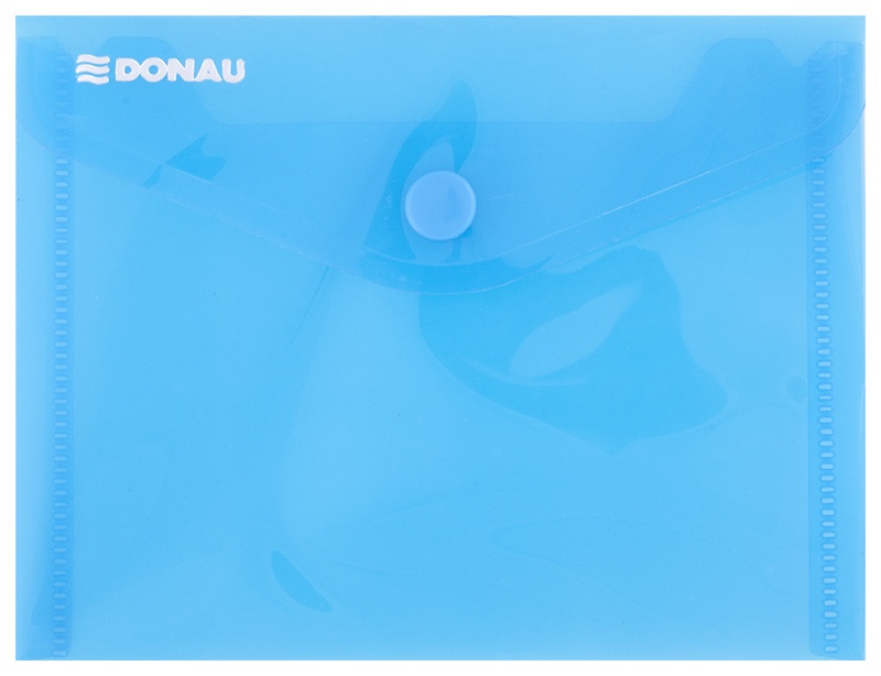 Mapa PP protectie documente A6 landscape, inchidere cu capsa, 10/set, DONAU - albastru transparent
