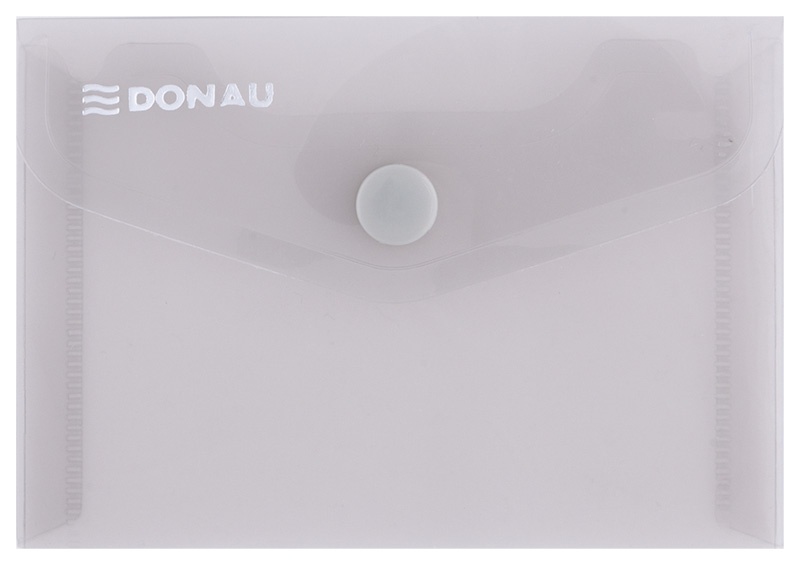 Mapa PP protectie documente A7 landscape, inchidere cu capsa, 10/set, DONAU - fumuriu