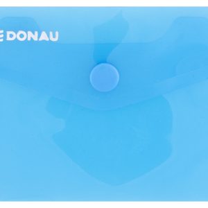 Mapa PP protectie documente A7 landscape, inchidere cu capsa, 10/set, DONAU - albastru transparent