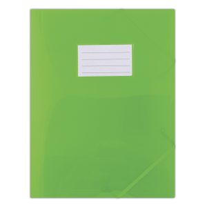 Mapa plastic cu elastic pe colturi, cu eticheta, 480 microni, DONAU - verde transparent