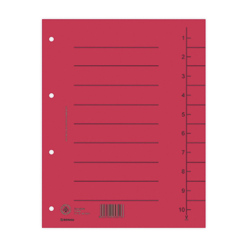 Separatoare carton manila 250g/mp, 300 x 240mm, 100/set, DONAU - rosu