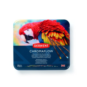 Creioane colorate Derwent Professional Chromaflow, cutie metalica, 72 buc/set