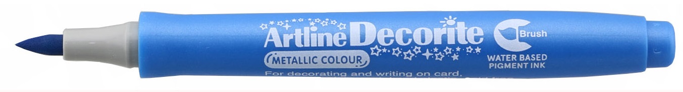Marker ARTLINE Decorite, varf flexibil (tip pensula) - albastru metalizat