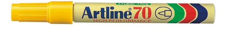 Permanent marker ARTLINE 70, corp metalic, varf rotund 1.5mm - galben