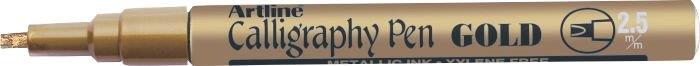 Marker ARTLINE Calligraphy, corp metalic, varf tesit din fetru 2.5mm - auriu