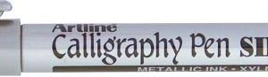 Marker ARTLINE Calligraphy, corp metalic, varf tesit din fetru 2.5mm - argintiu