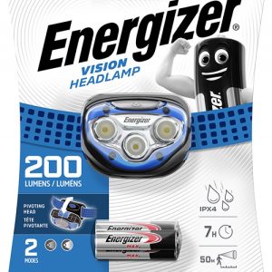 Lanterna de cap Vision cu 6 leduri, 200 lumeni, raza de 50m, 2 moduri + 3 baterii AAA, Energizer