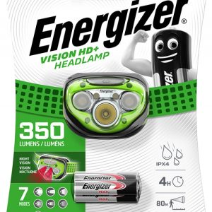 Lanterna de cap Vision HD+ cu 7 leduri, 350 lumeni, raza de 80m, 7 moduri + 3 baterii AAA, Energizer