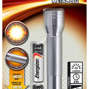 Lanterna LED Metal, 55 lumeni, raza de 36m + 2 baterii AA, Energizer