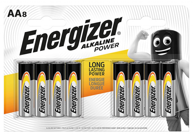 Baterii alkaline AA, 8 buc/set, Energizer