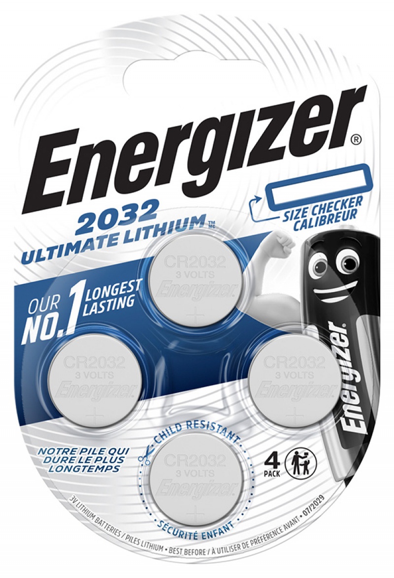 Baterii litiu CR2032, 3V, 4 buc/set, Energizer Ultimate Lithium