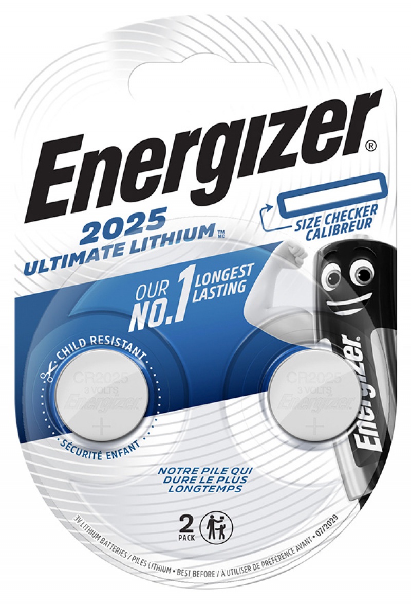 Baterii litiu CR2025, 2 buc/set, Energizer Ultimate Lithium
