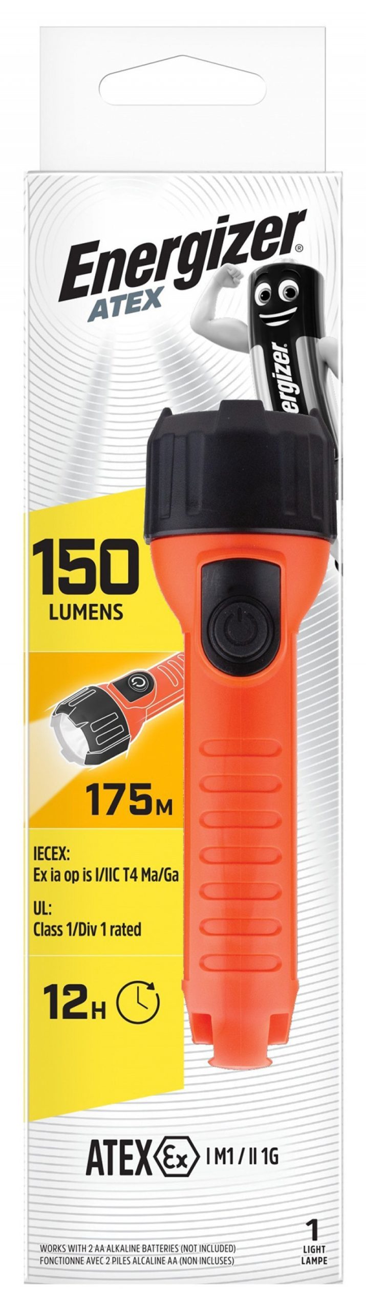 Lanterna Atex, 150 lumeni, IPX7 + 2 buc baterii AA, Energizer