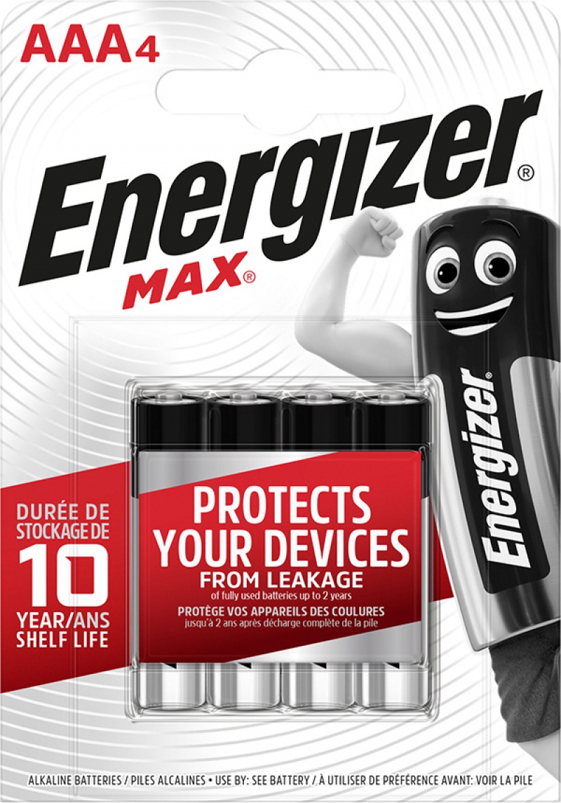 Baterii Max AAA, LR03, 1.5V, 4 buc/set, Energizer, dureaza cu 50% mai mult decat cele alkaline