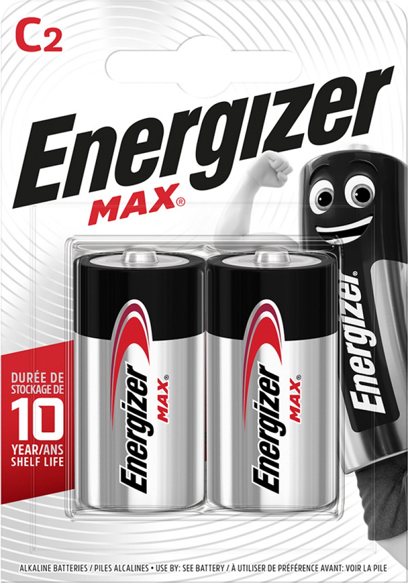 Baterii Max C, LR14, 1.5V, 2 buc/set, Energizer, dureaza cu 50% mai mult decat cele alkaline