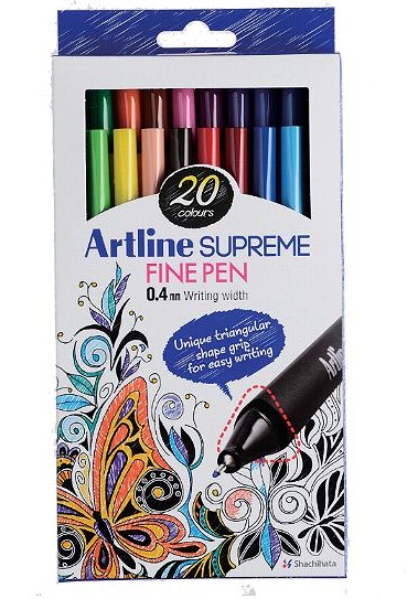 Liner ARTLINE Supreme, varf fetru 0.4mm, 20 culori/set