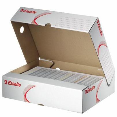 Cutie depozitare si arhivare Esselte Standard, orizontala, carton, 100% reciclat, FSC, 80 mm, alb