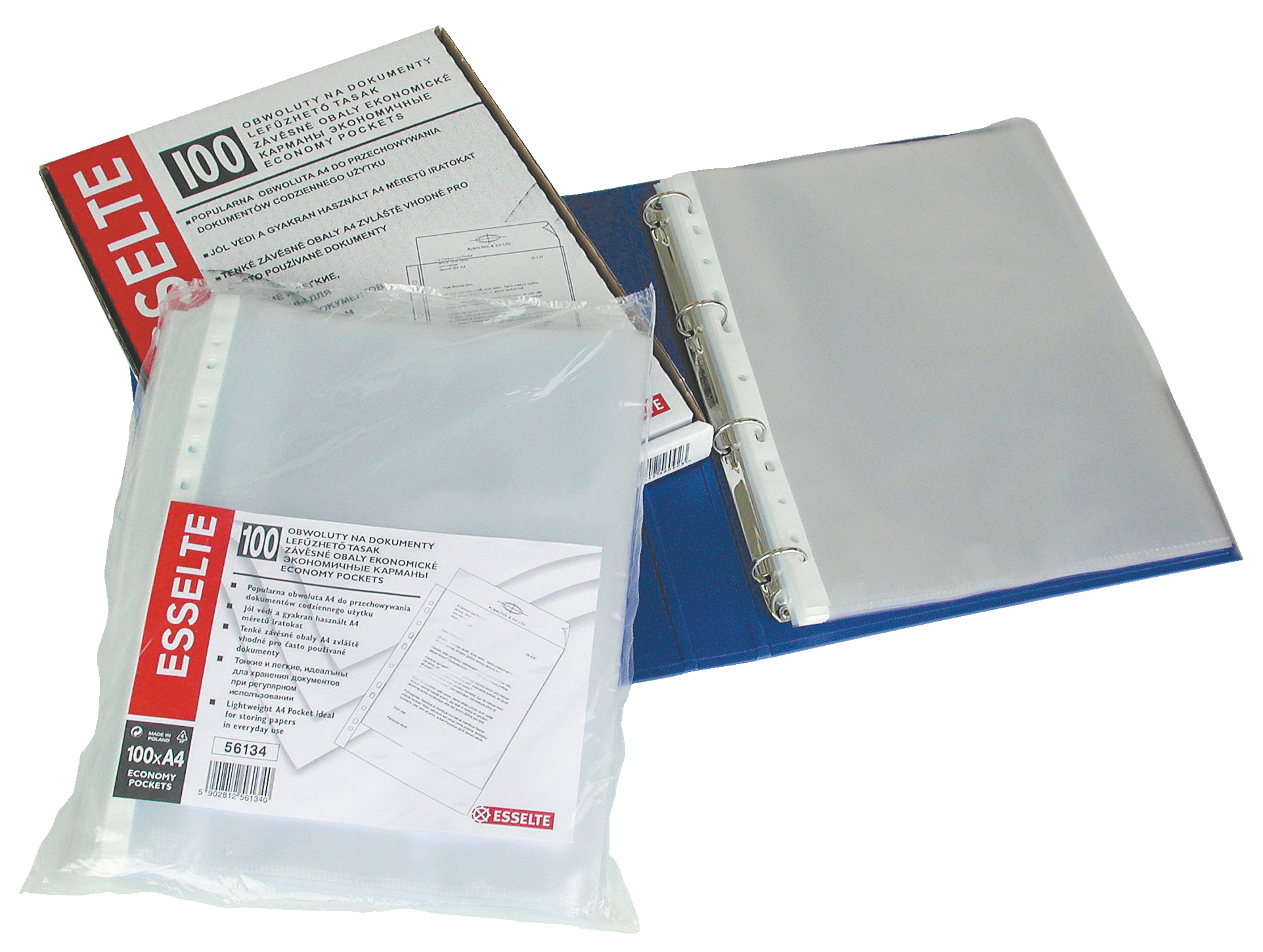 Folie de protectie ESSELTE Economy, A4, 35 mic, 100 buc/set, standard