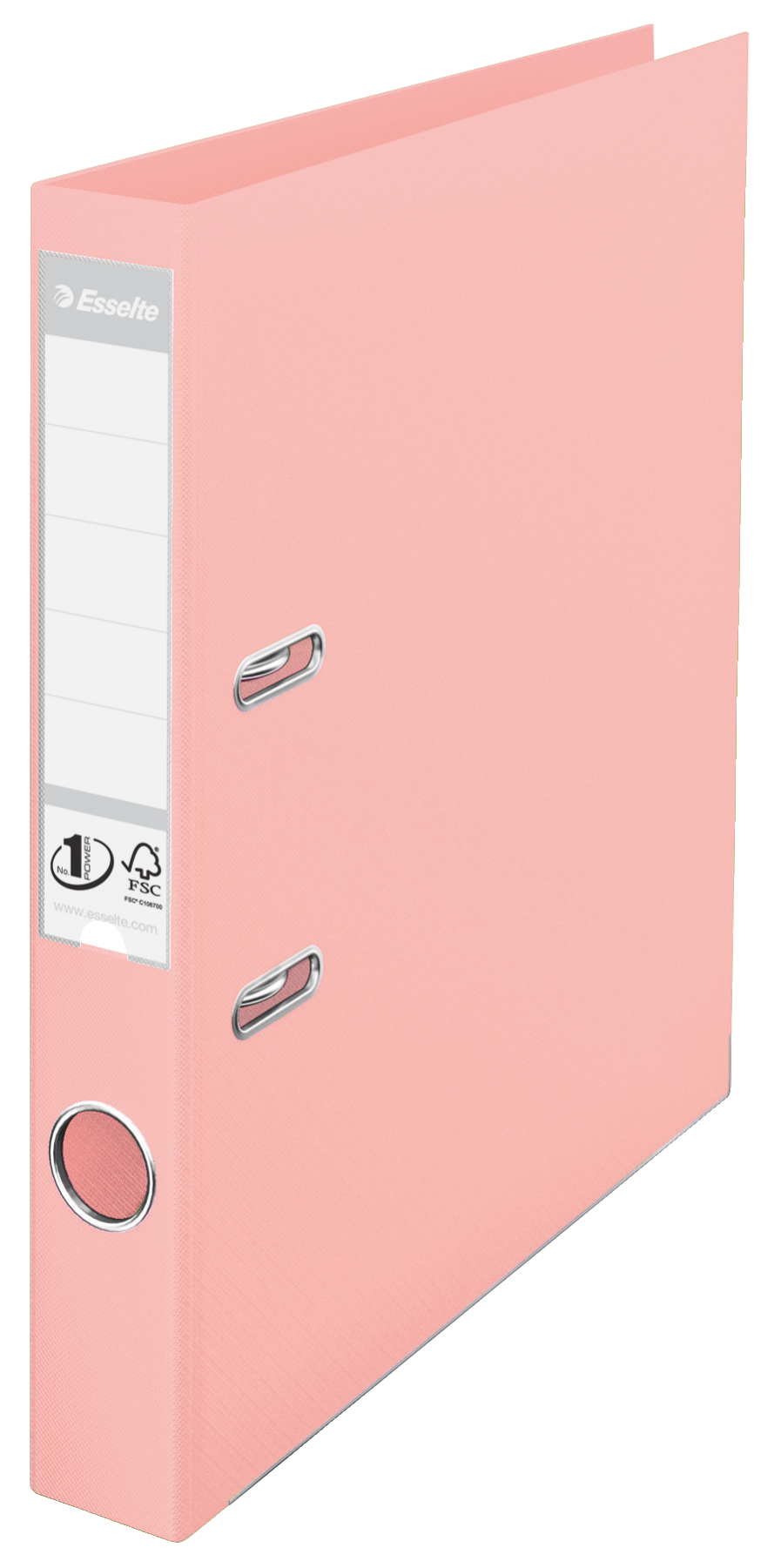 Biblioraft Esselte No.1 Power, PP/PP, partial reciclat, FSC, A4, 50 mm, culoarea piersicii