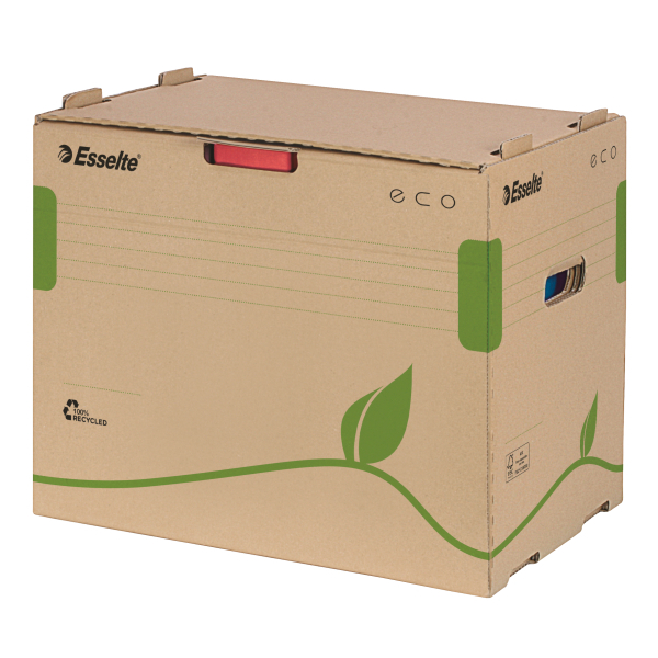 Container arhivareEsselte Eco, pt biblioraft, deschidere frontala, carton, 100% reciclat, FSC, natur
