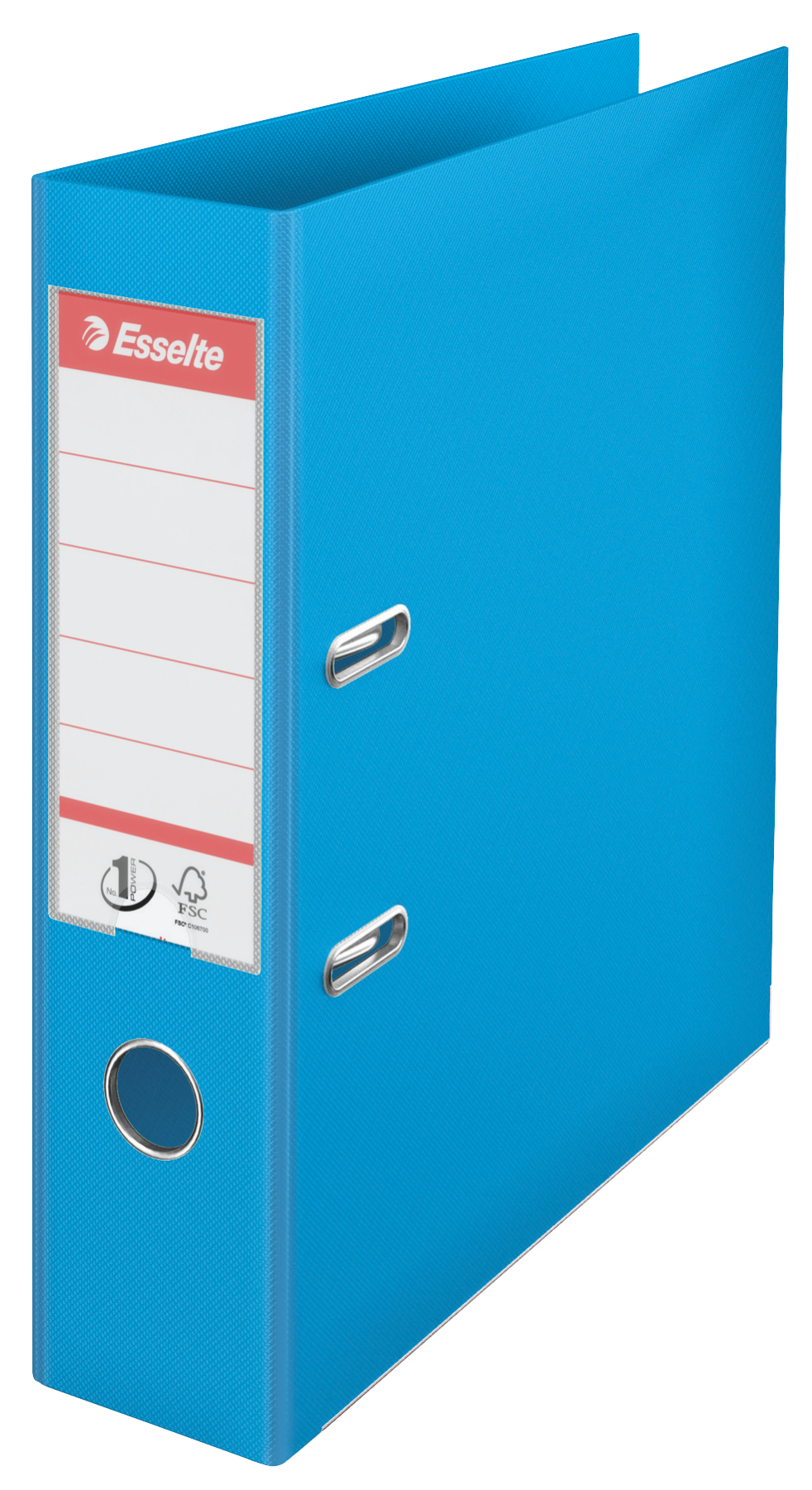 Biblioraft Esselte No.1 Power, PP/PP, partial reciclat, FSC, A4, 75 mm, cyan