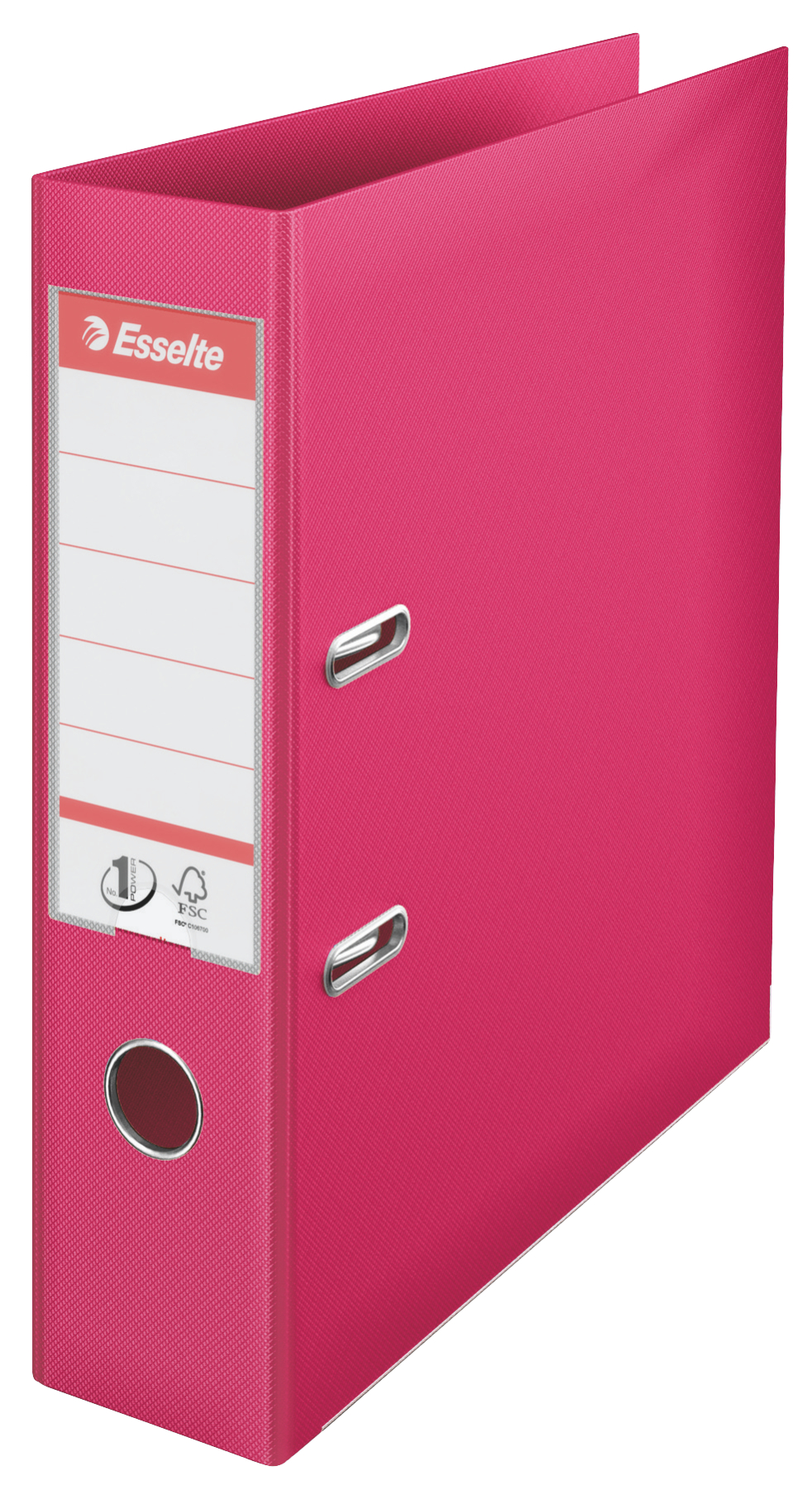 Biblioraft Esselte No.1 Power, PP/PP, partial reciclat, FSC, A4, 75 mm, fuchsia