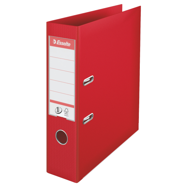 Biblioraft Esselte No.1 Power, PP/PP, partial reciclat, FSC, A4, 75 mm, rosu