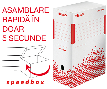 Cutie depozitare si arhivare Esselte Speedbox, carton, 100% reciclat, FSC, reciclabil, 150 mm, alb