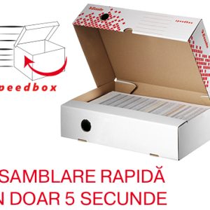 Cutie depozitare si arhivare Esselte Speedbox, orizontala, carton, 100% reciclat, FSC, 80 mm, alb
