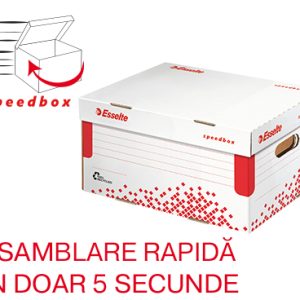 Container arhivare si transport Esselte Speedbox, cu capac, carton, 100% reciclat, FSC, S, alb
