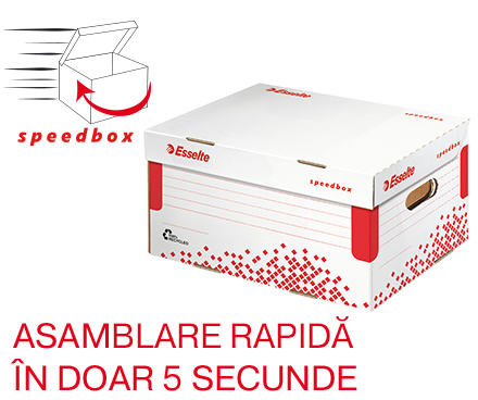 Container arhivare si transport Esselte Speedbox, cu capac, carton, 100% reciclat, FSC, S, alb