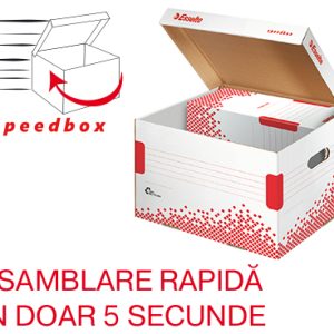 Container arhivare si transport Esselte Speedbox, cu capac, carton, 100% reciclat, FSC, M, alb