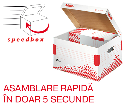 Container arhivare si transport Esselte Speedbox, cu capac, carton, 100% reciclat, FSC, M, alb