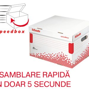 Container arhivare si transport Esselte Speedbox, cu capac, carton, 100% reciclat, FSC, L, alb