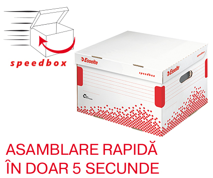 Container arhivare si transport Esselte Speedbox, cu capac, carton, 100% reciclat, FSC, L, alb