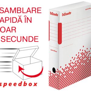 Cutie depozitare si arhivare Esselte Speedbox, carton, 100% reciclat, FSC, reciclabil, 80 mm, alb