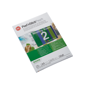 Folie laminare GBC, la cald, auto-adeziva, mata, A4, 75 mic, 25 buc/set