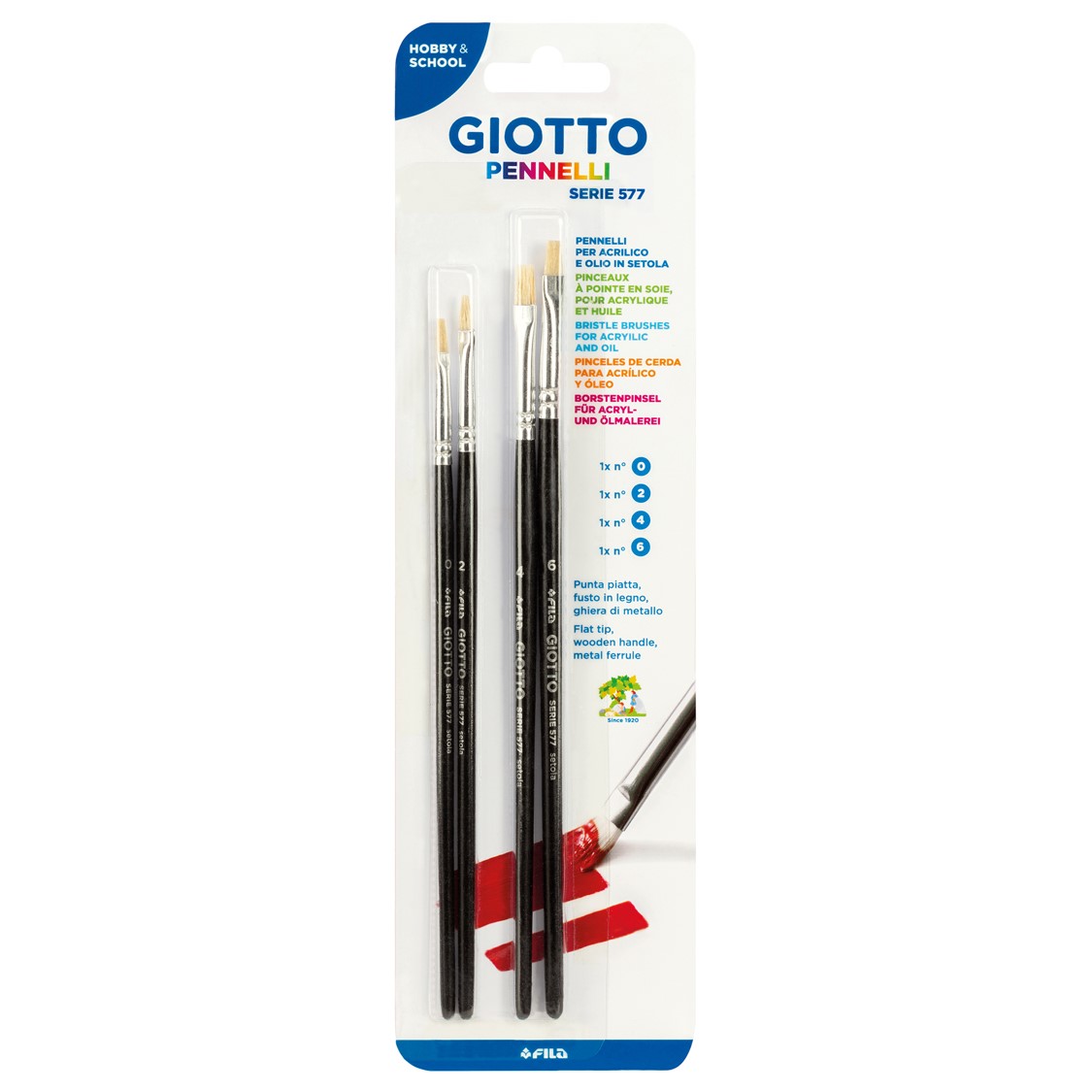 Set 4 pensule/blister (nr.0-2-4-6), GIOTTO Art 577