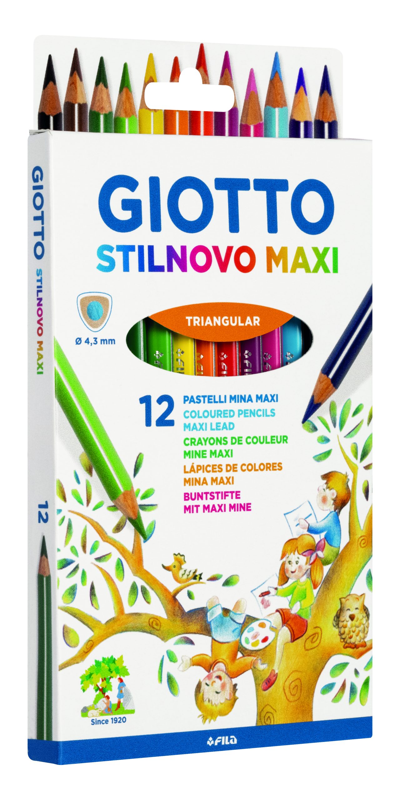 Creioane colorate 12 culori/cutie, GIOTTO Stilnovo Maxi