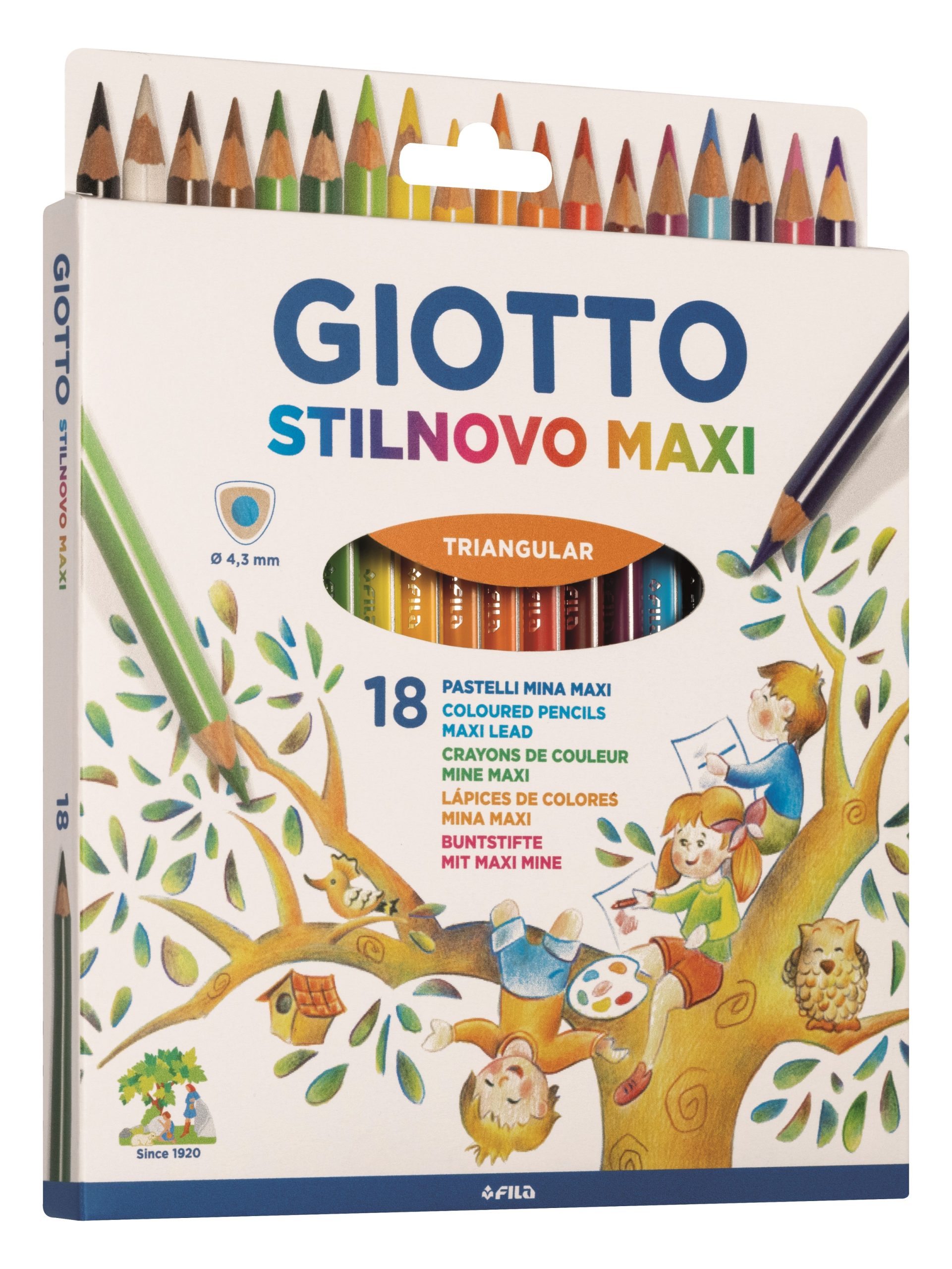 Creioane colorate 18 culori/cutie, GIOTTO Stilnovo Maxi