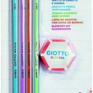 Creion cu mina grafit, 4 buc/set+radiera, GIOTTO
