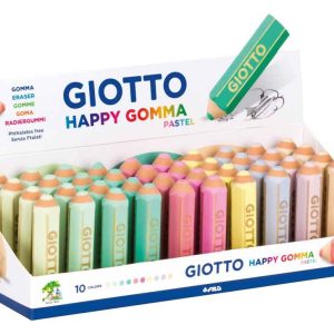 Radiera in forma de creion colorat pastel, 65mm x D15mm, GIOTTO Happy Gomma