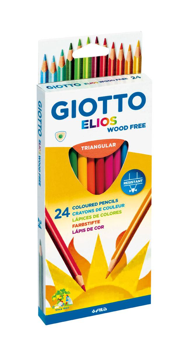 Creioane colorate, cutie carton, 24 culori/cutie, GIOTTO Elios