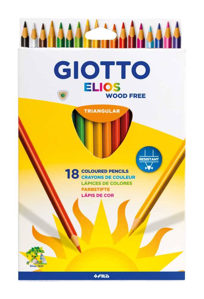 Creioane colorate, cutie carton, 18 culori/cutie, GIOTTO Elios