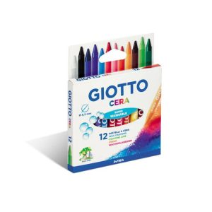 Creioane cerate din plastic, 12 culori/cutie, GIOTTO Cera