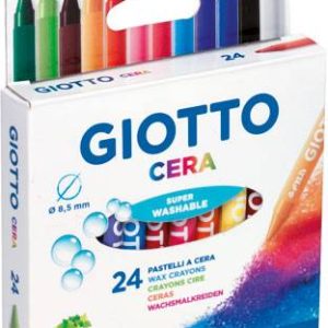Creioane cerate din plastic, 24 culori/cutie, GIOTTO Cera